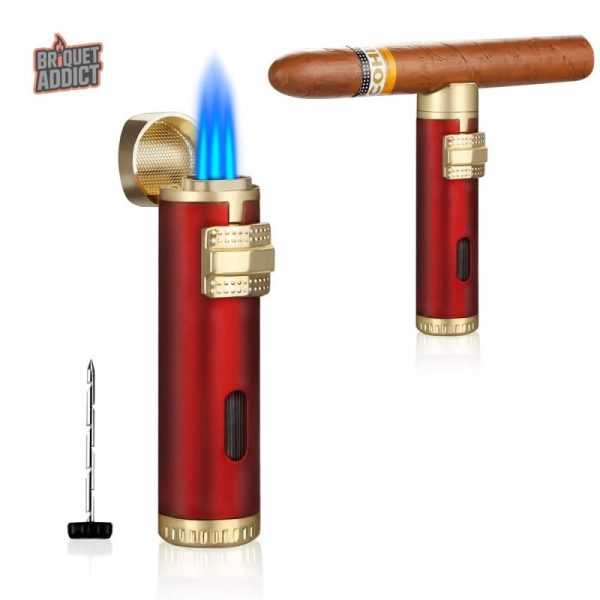 Briquet 3 flammes tempête, design compact et efficace