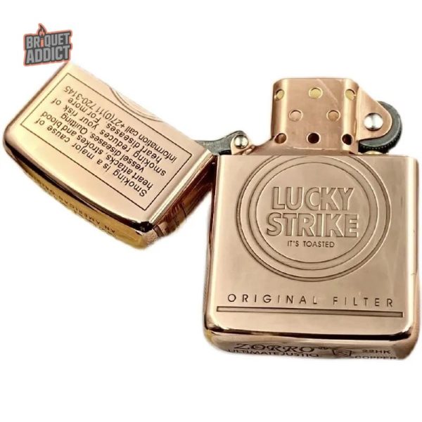 Briquet essence vintage Lucky Strike avec design classique