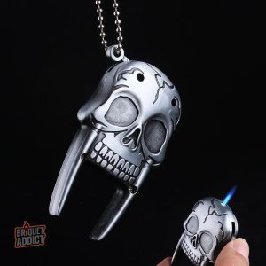 Briquet tempête avec motif crâne, allumage fiable